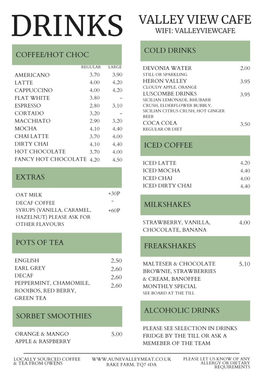 Drinks Menu June 2026